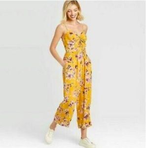 Yellow floral jumpsuit from Target, size M
